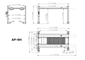 APlusLift_Falcon_9000LB_4-Post_Car_Lift_-_AP-9H_Diagram