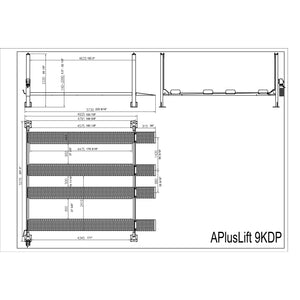 APlusLift HW 9KDP 9000LB 4 Post Double Deck Parking Storage Car Lift diagram 