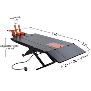 APlusLift MT1500X 48" Wide 1500LB Air Operated Lift Table for Motorcycles/Trikes/ATV