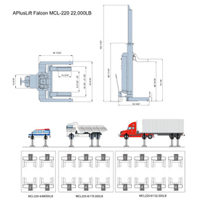 APluslift Falcon MCL-220 mobile column car lift diagram