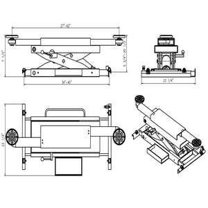 APlusLift ARJ-60 6000LB Air Operated Rolling Jack - Diagram