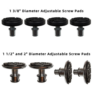 APlusLift 1 3/8", 1 1/2", and 2" Diameter Adjustable Screw Pads- 4 Pieces